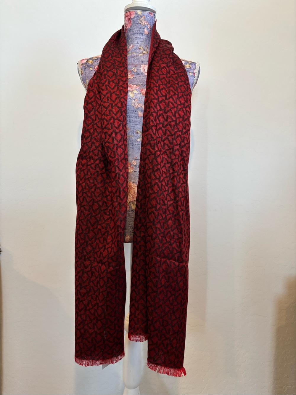 Michael Kors MK Red Patterned Travel Scarf Wrap